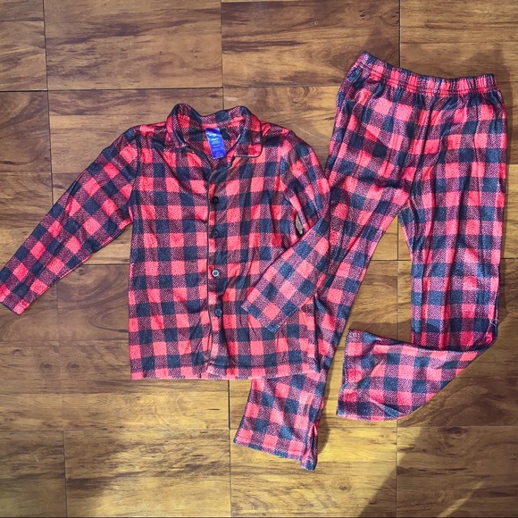 Other - Boys 6/7 flannel plaid button pajama set Christmas